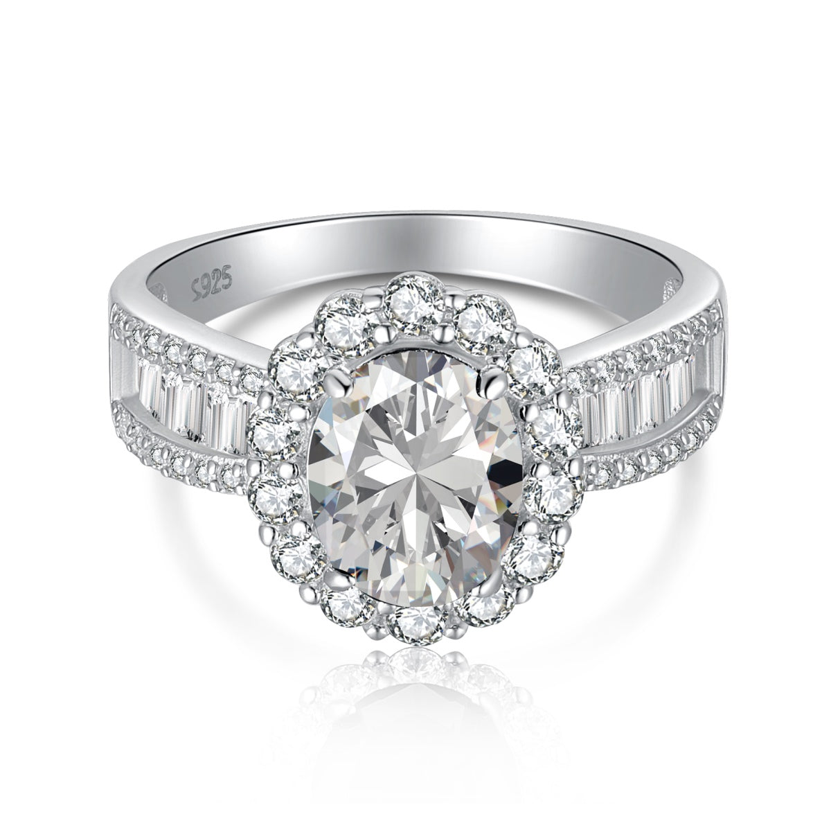 [Clover Jewelry]1.5 Carat Dazzling Charming Oval Cut Banquet Ring