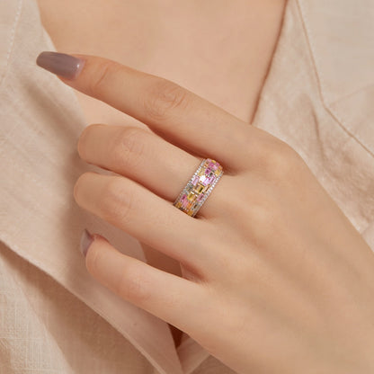 [Clover Jewelry]Radiant Colorful Radiant Cut Daily Ring