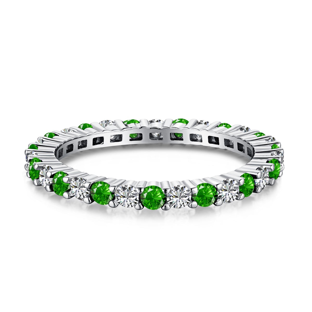 [Clover Jewelry]Exquisite Colorful Round Cut Tennis Ring