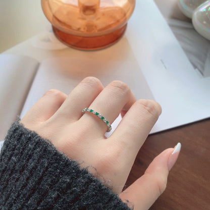 [Clover Jewelry]Exquisite Colorful Round Cut Tennis Ring