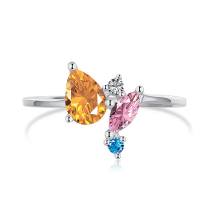 [Clover Jewelry]Radiant Colorful Multi Cut Daily Ring