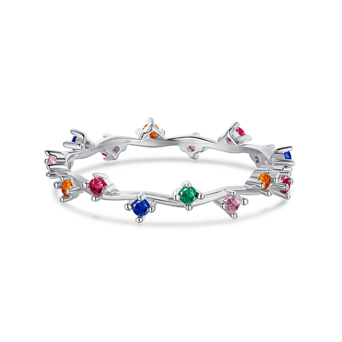 [Clover Jewelry]Radiant Colorful Round Cut Daily Ring