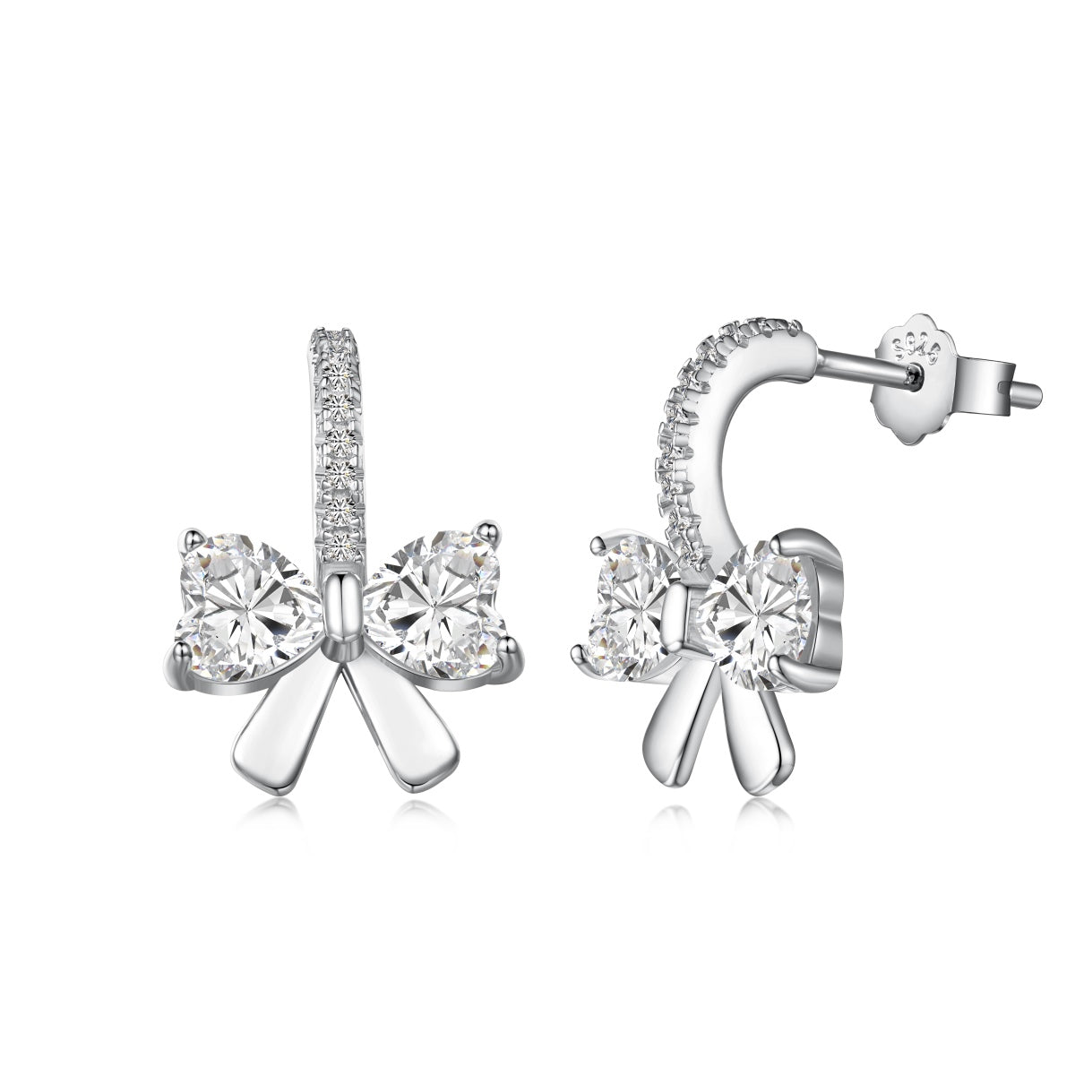 [Clover Jewelry]Exquisite Earrings With Heart-Shaped Bow Design