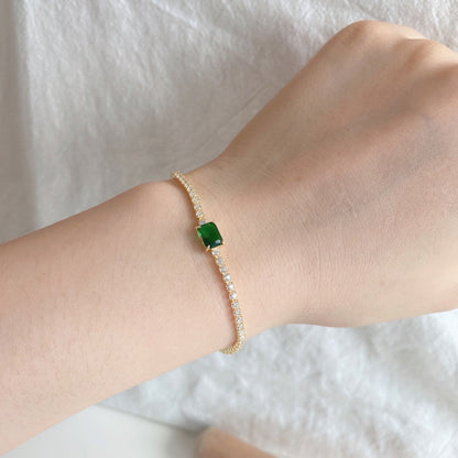 [Clover Jewelry]1.0 Carat Unique Emerald Cut Banquet Bracelet