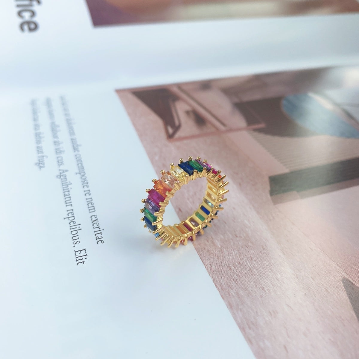 [Clover Jewelry]Unique Colorful Radiant Cut RIng