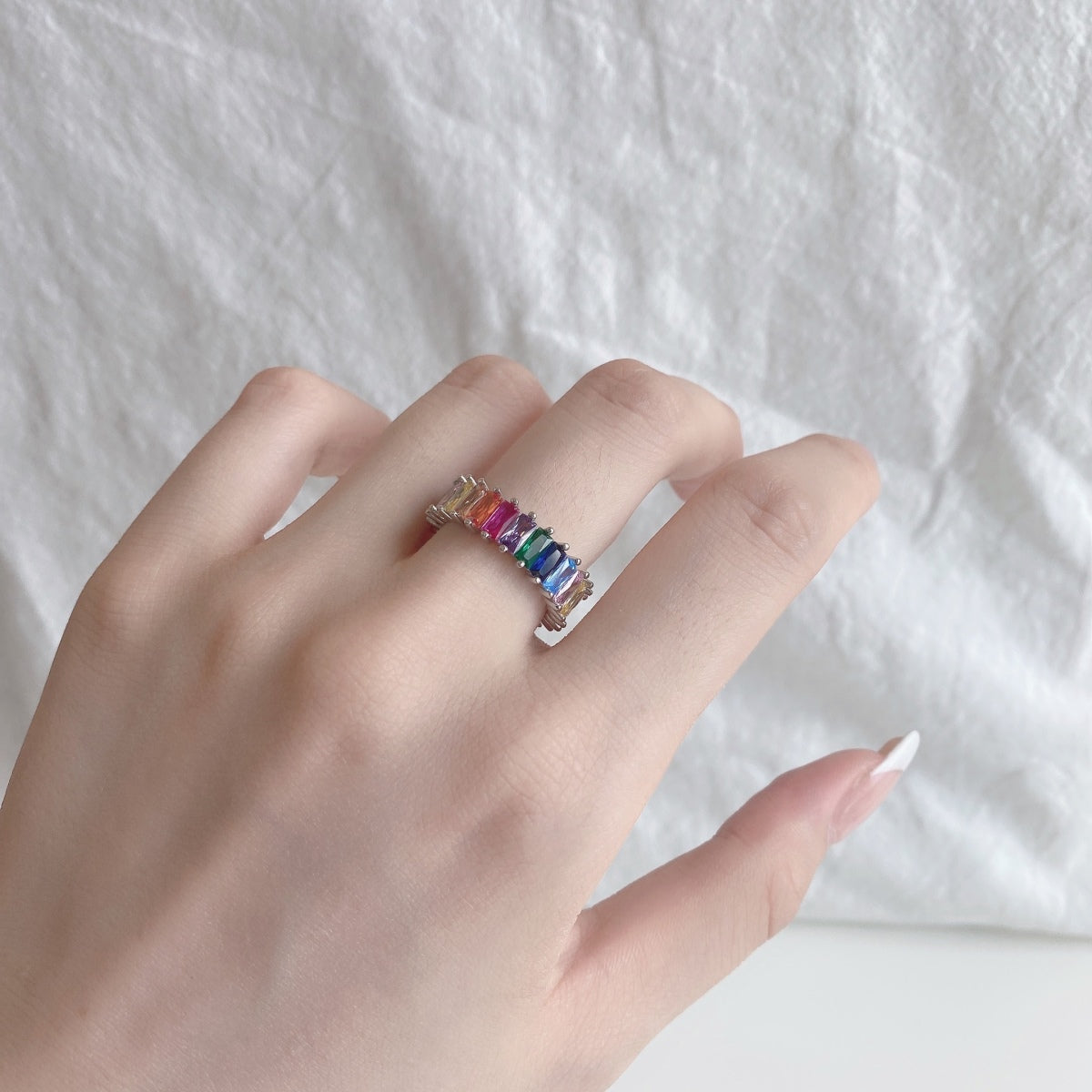 [Clover Jewelry]Unique Colorful Radiant Cut RIng