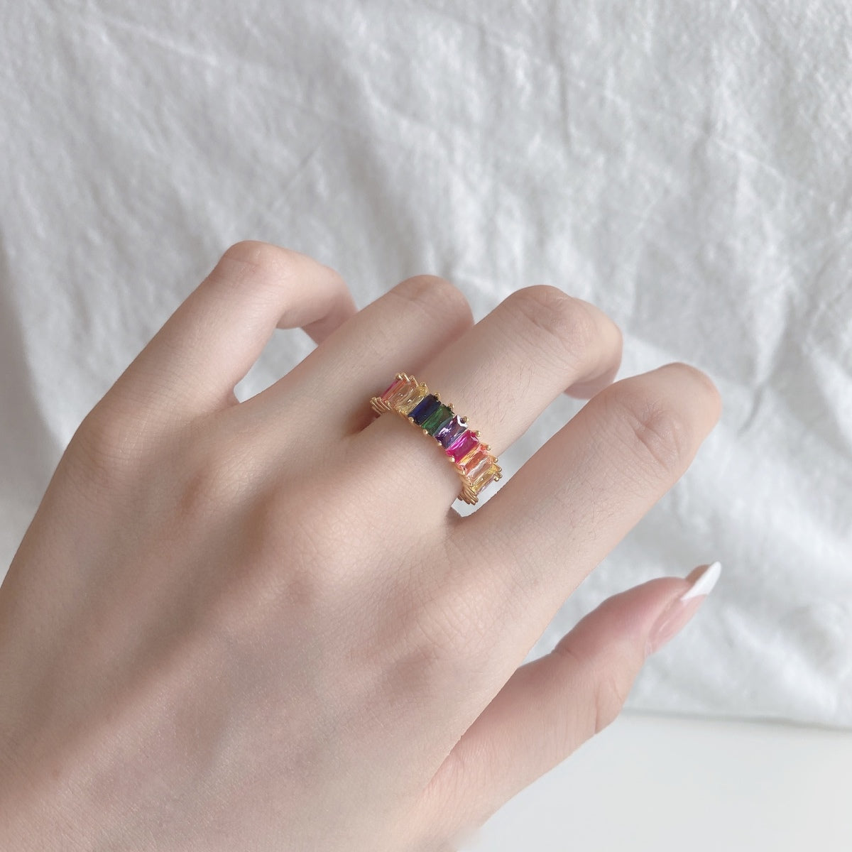 [Clover Jewelry]Unique Colorful Radiant Cut RIng