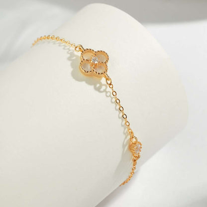 [Clover Jewelry]Delicate Four Leaf Clover Bracelet