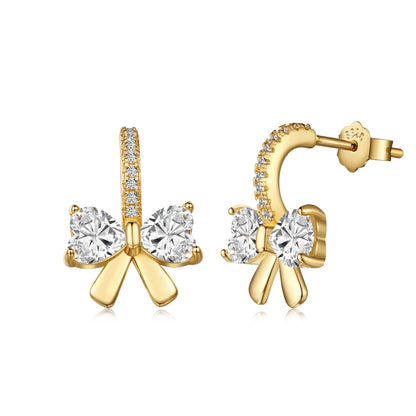 [Clover Jewelry]Exquisite Earrings With Heart-Shaped Bow Design