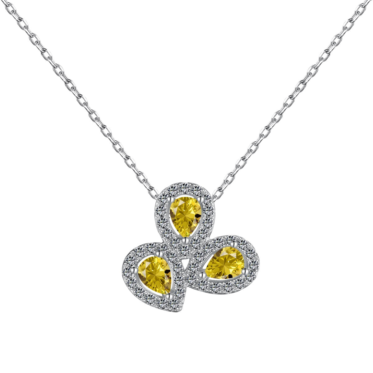 [Clover Jewelry]Elegant Flower Shape Pear Cut Necklace