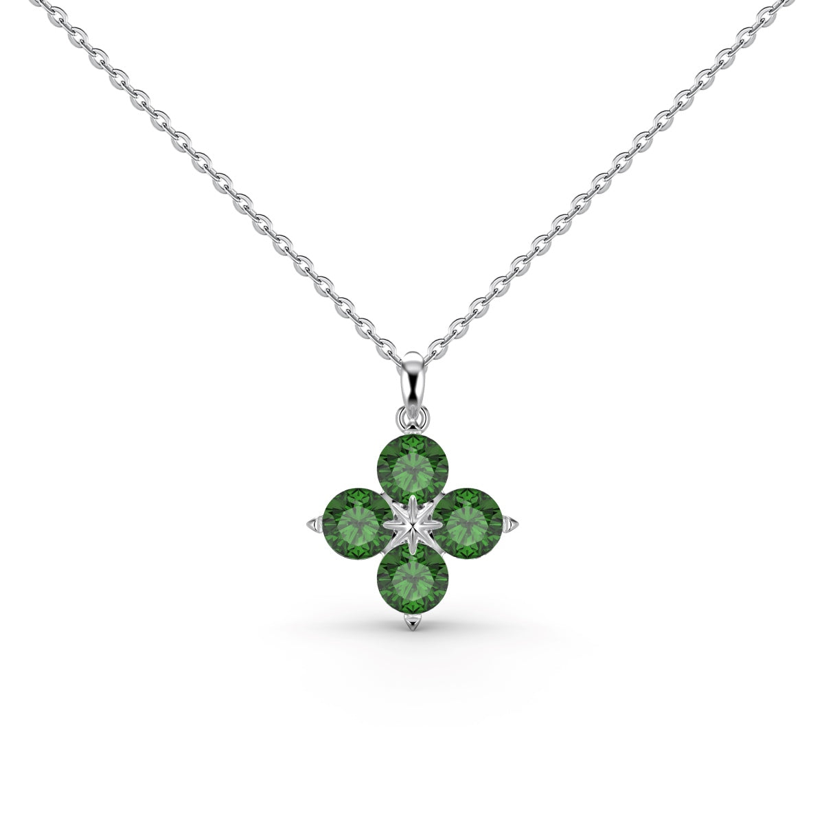 [Clover Jewelry]Four-Leaf Clover And Eight-Pointed Star Necklace