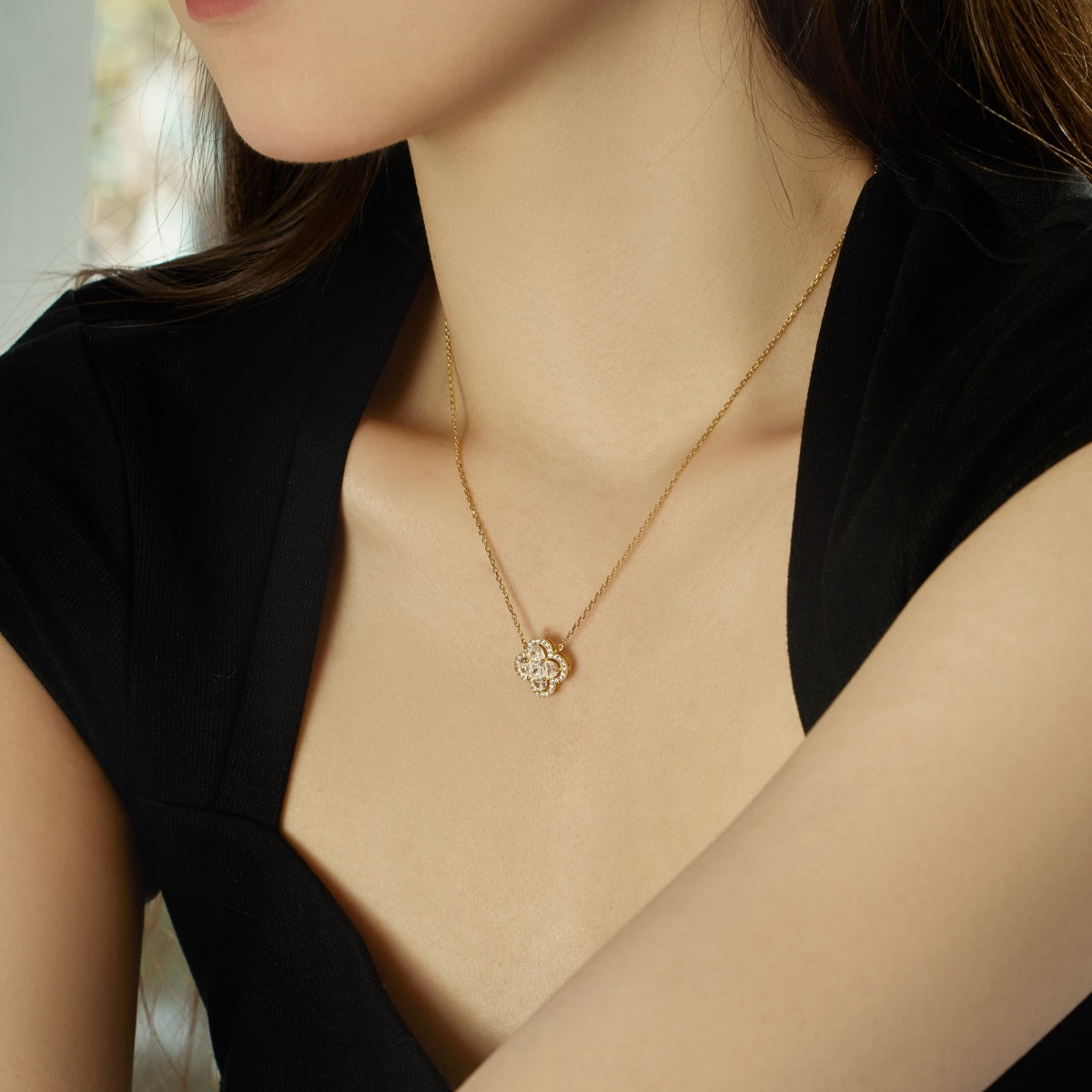 [Clover Jewelry]Spliced Lucky Four-Leaf Clover Versatile Necklace