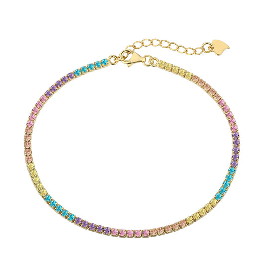 [Clover Jewelry]Dazzling Colorful Round Cut Daily Bracelet