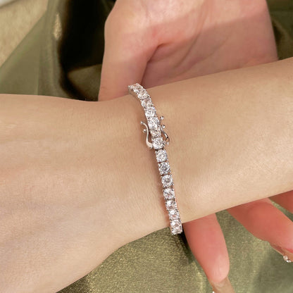 [Clover Jewelry]Luxurious Ornate Round Cut Tennis Bracelet