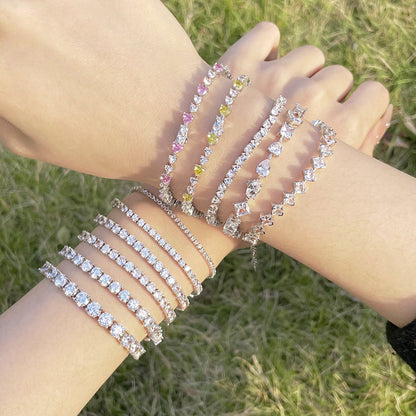 [Clover Jewelry]Luxurious Ornate Round Cut Tennis Bracelet