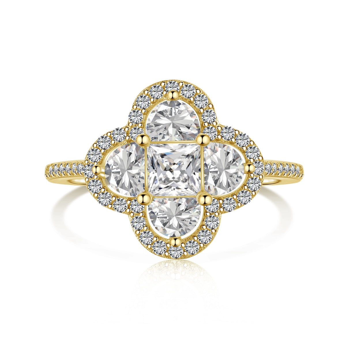 [Clover Jewelry]Luxurious Eternity Flower Shape Banquet Ring