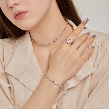 [Clover Jewelry]Sparkling Colorful Water Drop Shape Daily Ring