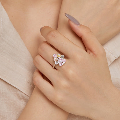 [Clover Jewelry]Sparkling Colorful Water Drop Shape Daily Ring