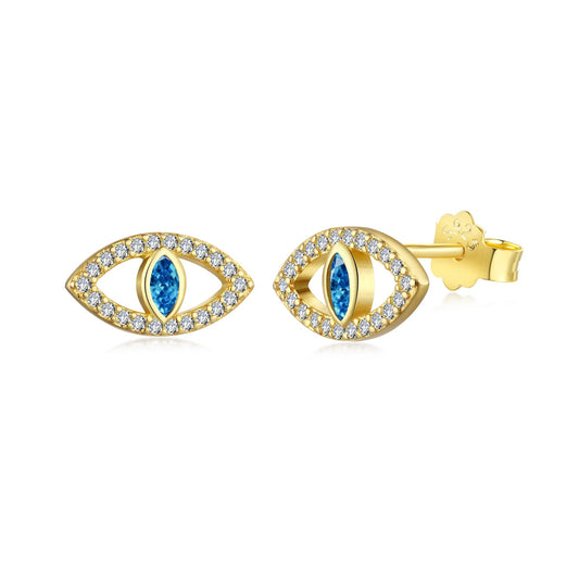 [Clover Jewelry]Blue Devil Eyes Hollow Stud Earrings