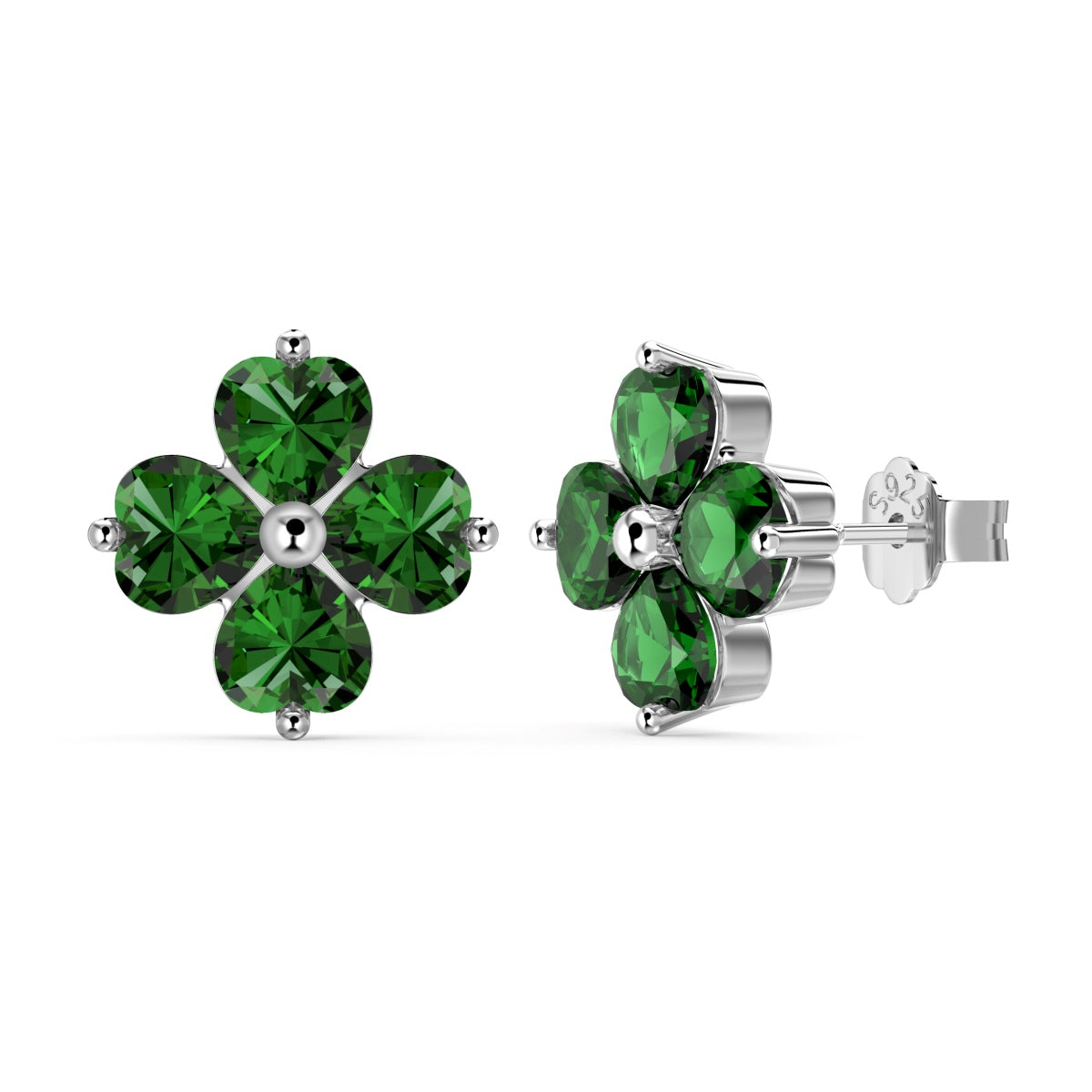 [Clover Jewelry]Four-Leaf Clover Ball Earrings