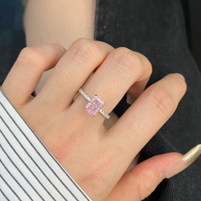 [Clover Jewelry]2.0 Carat Dazzling Sparkling Radiant Cut Party Ring