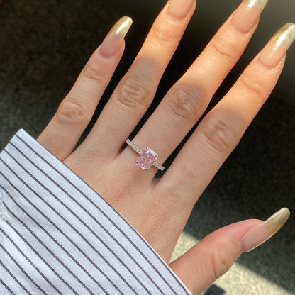 [Clover Jewelry]2.0 Carat Dazzling Sparkling Radiant Cut Party Ring