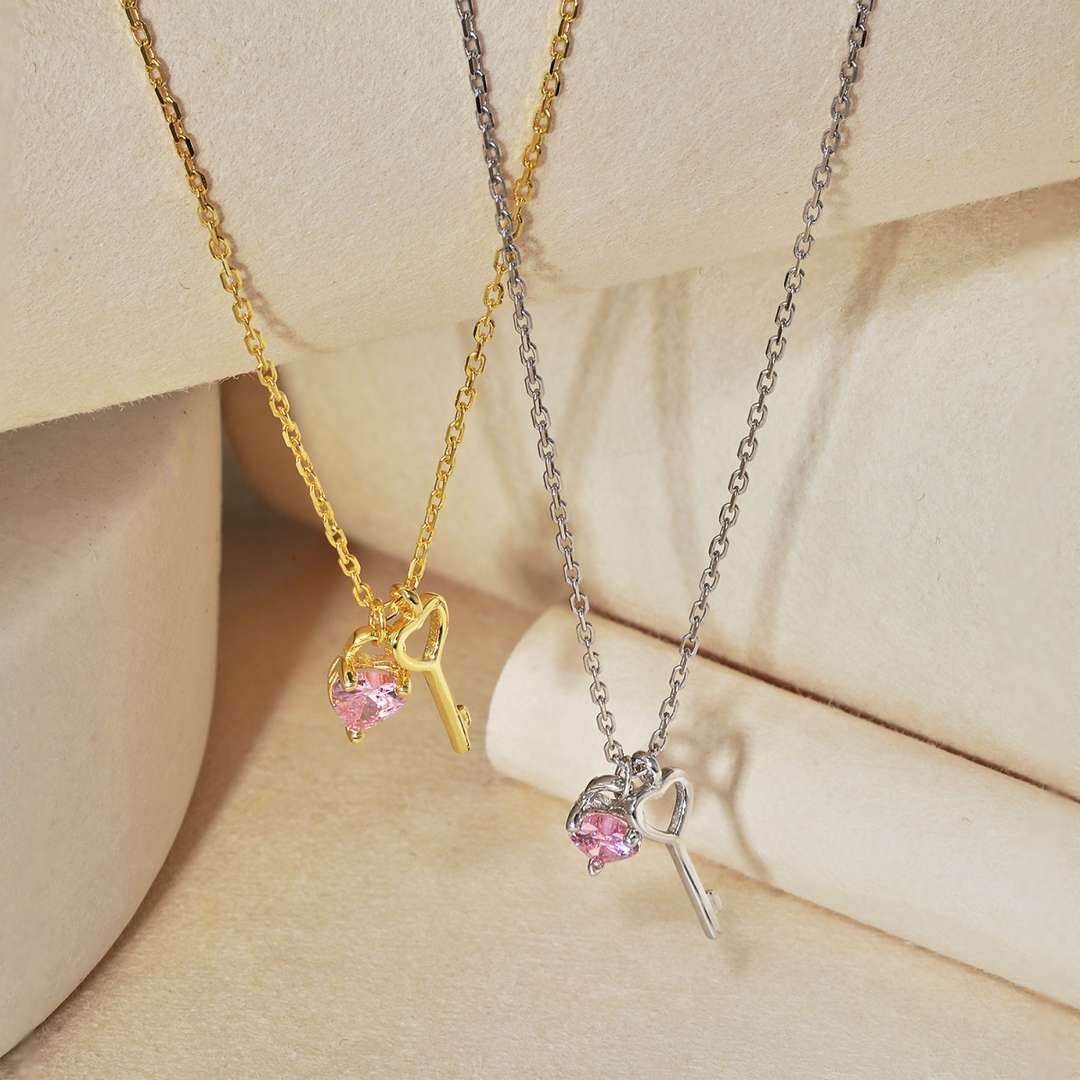 [Clover Jewelry]Unique Heart Shape Key Pendent Necklace