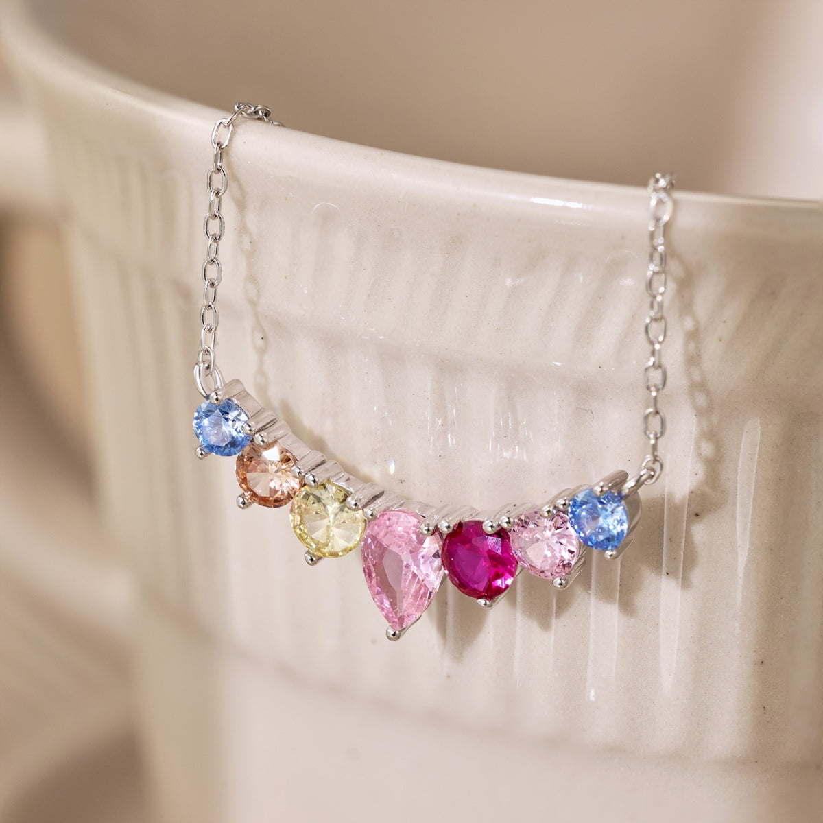 [Clover Jewelry]Dainty Colorful Heart Necklace