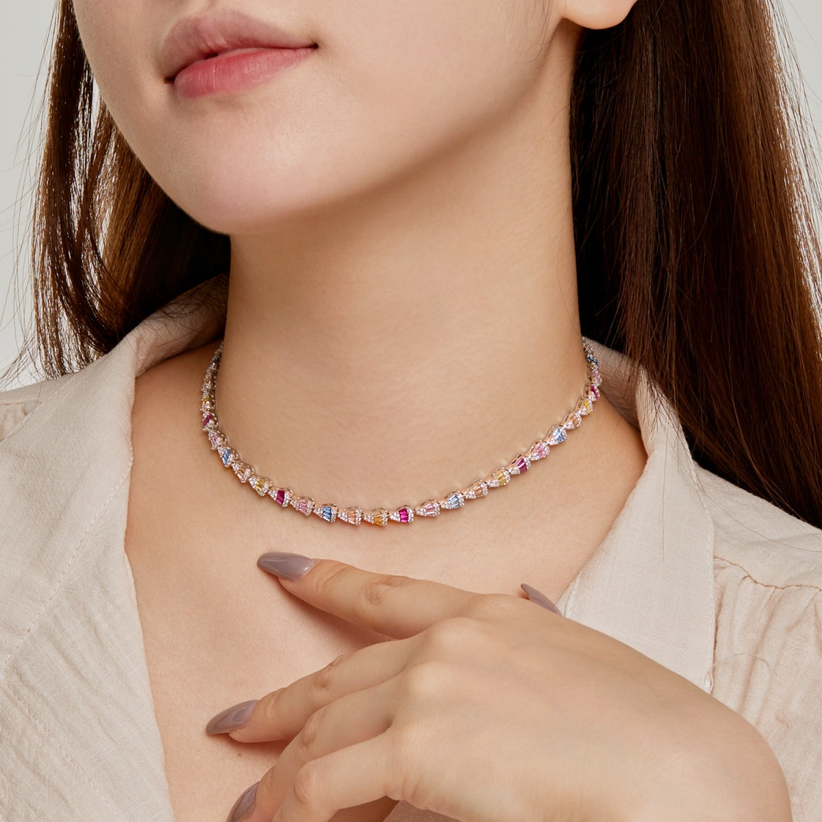 [Clover Jewelry]Radiant Colorful Rainbow Necklace