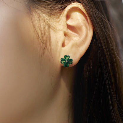 [Clover Jewelry]Four-Leaf Clover Ball Earrings