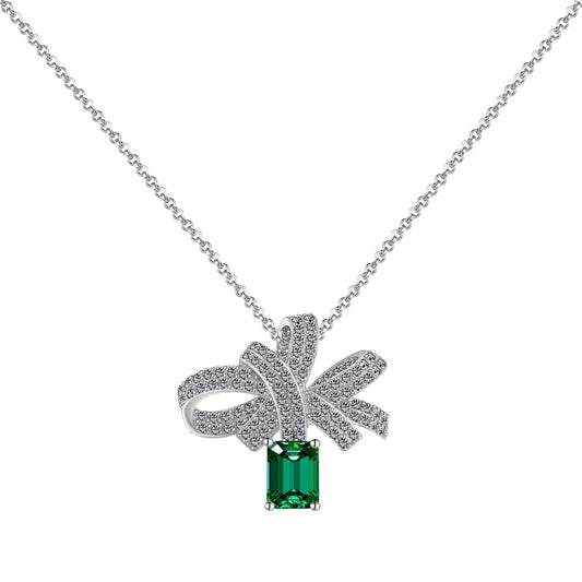 [Clover Jewelry]Luxurious Flower Shape Emerald Cut Necklace