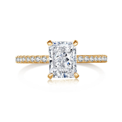 [Clover Jewelry]2.0 Carat Dazzling Sparkling Radiant Cut Party Ring