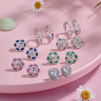 [Clover Jewelry]Radiant Colorful Round Cut Earrings