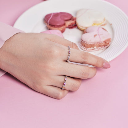 [Clover Jewelry]Sparkling Colorful Round Cut Tennis Ring