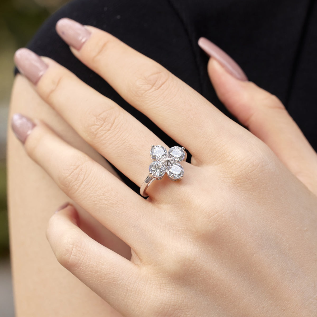 [Clover Jewelry]Four-Leaf Clover Eight-Pointed Star Ring