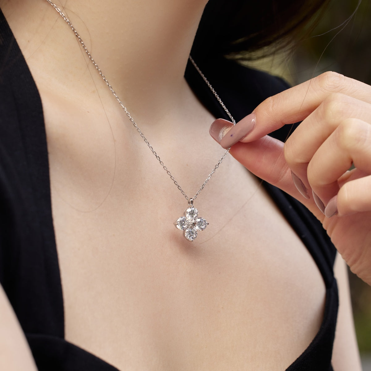 [Clover Jewelry]Four-Leaf Clover And Eight-Pointed Star Necklace