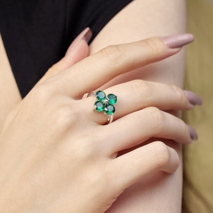 [Clover Jewelry]Four-Leaf Clover Eight-Pointed Star Ring