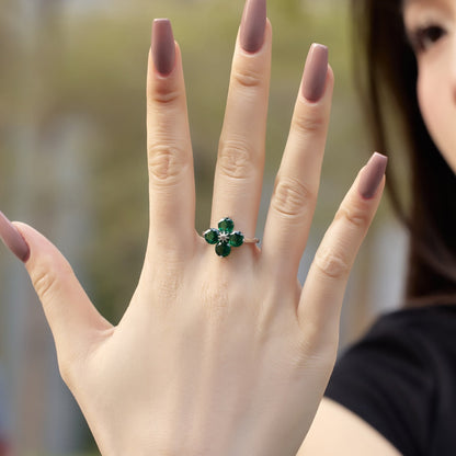 [Clover Jewelry]Four-Leaf Clover Eight-Pointed Star Ring