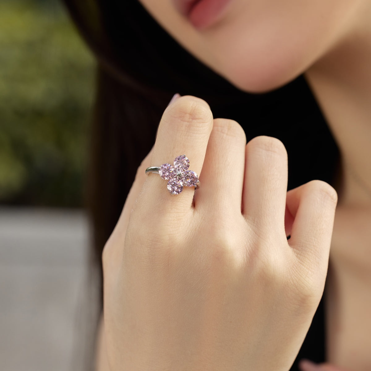 [Clover Jewelry]Four-Leaf Clover Eight-Pointed Star Ring