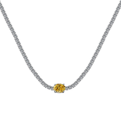 [Clover Jewelry]1.0 Carat Shining Oval Cut Necklace