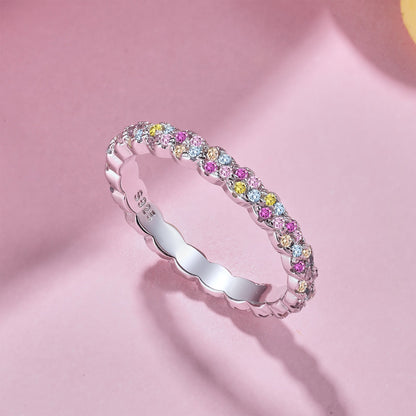 [Clover Jewelry]Dainty Ebullient Round Cut Daily Ring