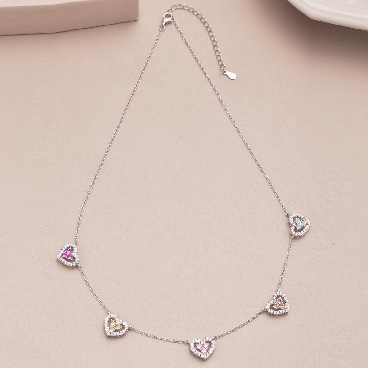 [Clover Jewelry]Sparkling Five Heart Necklace