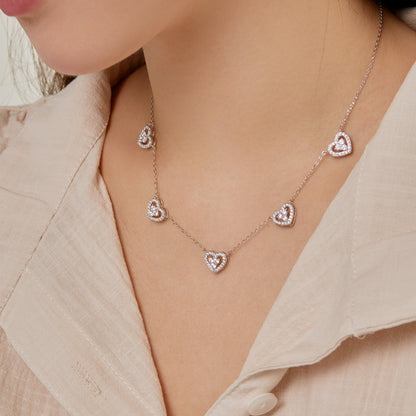 [Clover Jewelry]Sparkling Five Heart Necklace