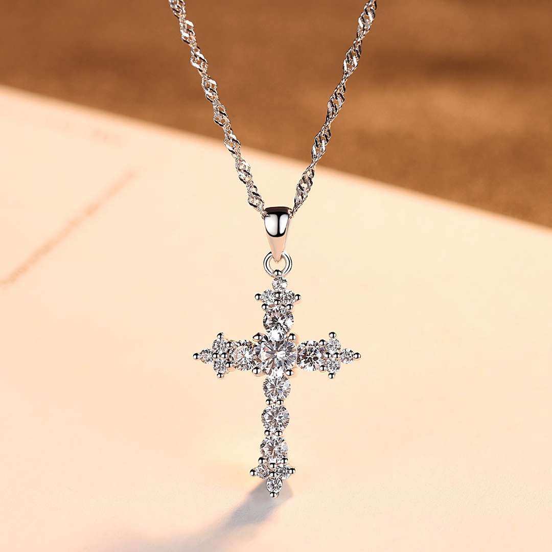 [Clover Jewelry]Delicate Cross Shape Necklace