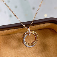 [Clover Jewelry]TRINITY NECKLACE SILVER GOLD PINK GOLD DIAMONDS