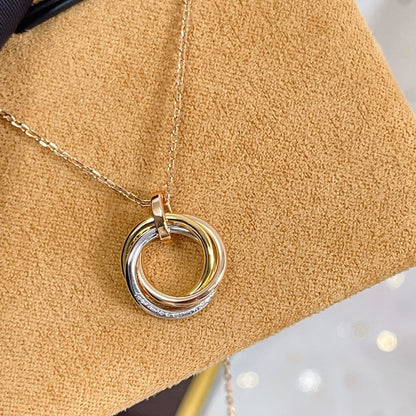 [Clover Jewelry]TRINITY NECKLACE SILVER GOLD PINK GOLD DIAMONDS