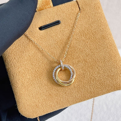 [Clover Jewelry]TRINITY NECKLACE SILVER GOLD PINK GOLD DIAMONDS