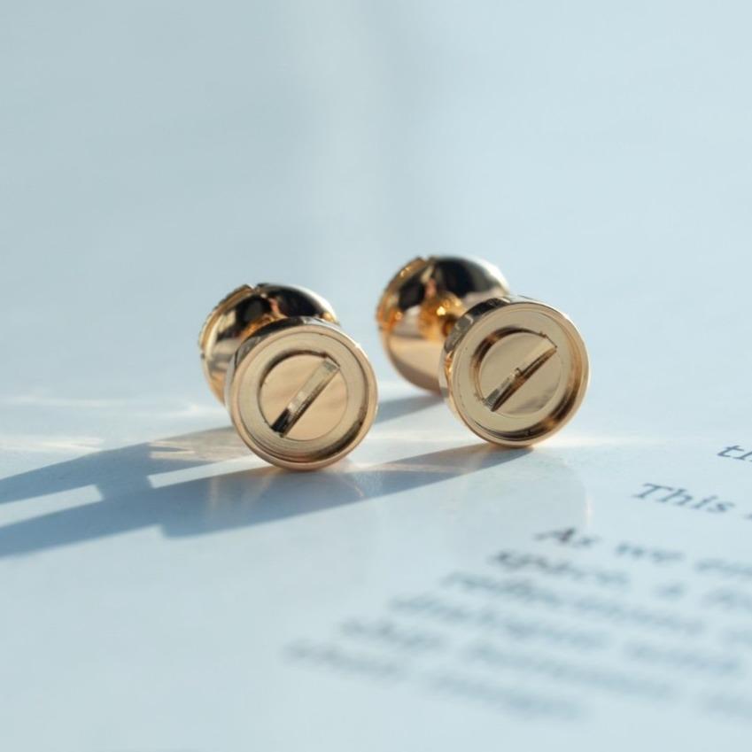 [Clover Jewelry]LOVE EARRINGS PINK GOLD 10MM