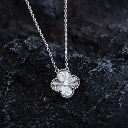 [Clover Jewelry]CLOVER  15MM DIAMOND LASER NECKLACE SILVER