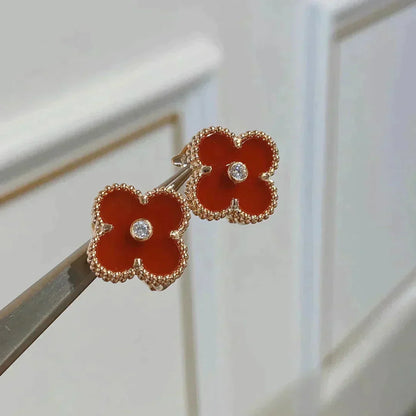 [Clover Jewelry]CLOVER MEDIUM 1 MOTIFS CARNELIAN  DIAMOND earrings